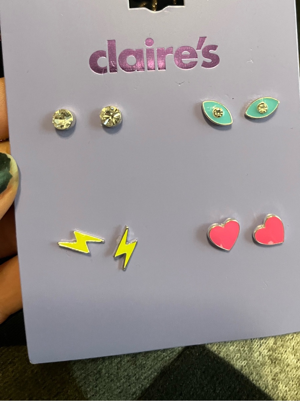 claire's brand new 6-Pair Earring Set - Pink, Yellow, Mint & Clear